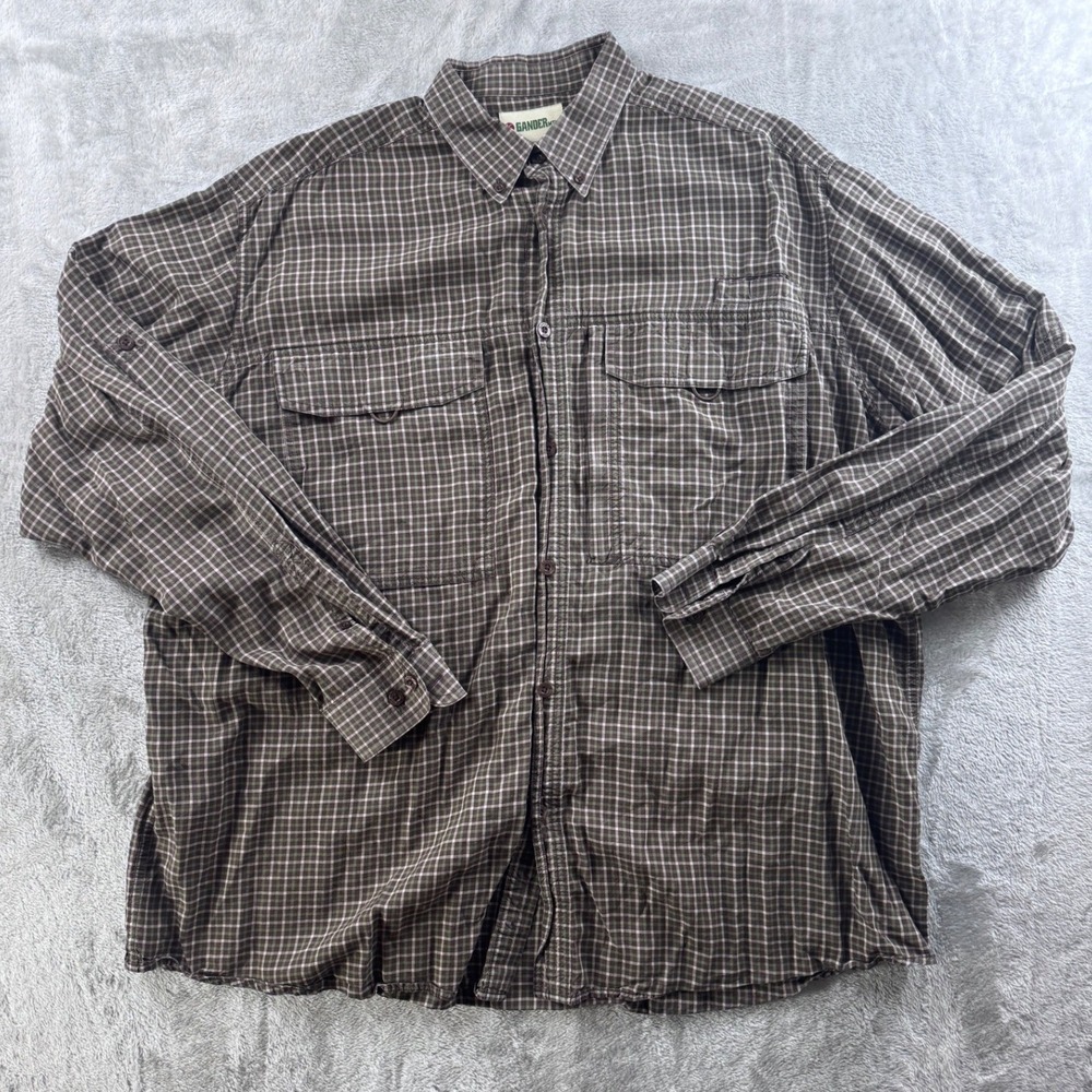 Gander‎ Mtn Plaid Button Down Shirt Mens 2XL Outdoor Utility Casual Long Sleeve